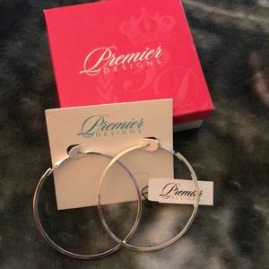 Premier Designs silver hoops-NWT